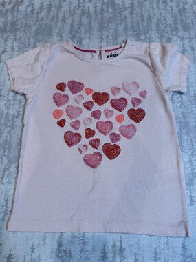Mini Boden Pale Pink Heart Applique Tee 5-6Y